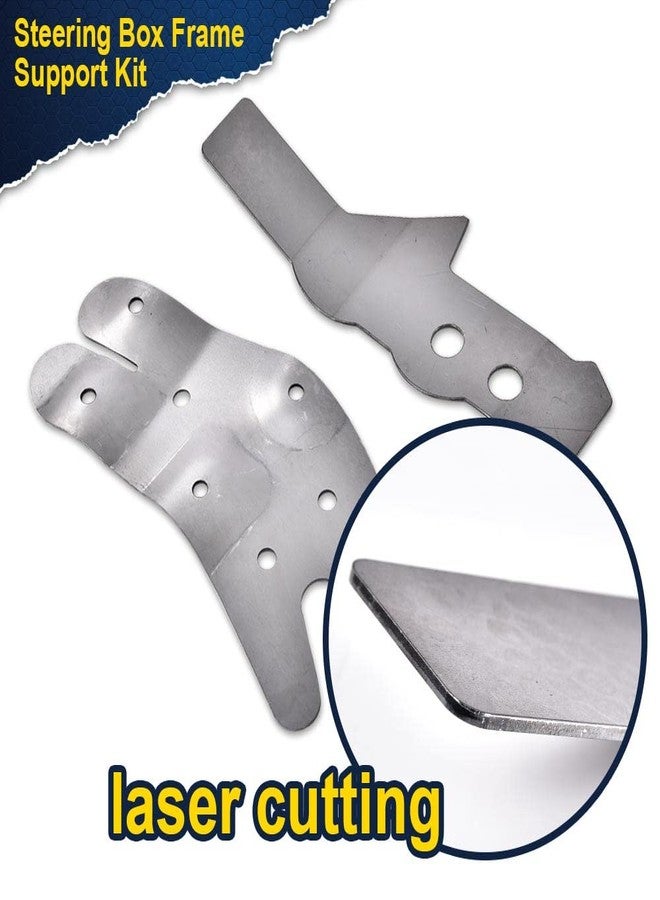 PIT66 Steering Box Frame Support Kit, Compatible with 73-91 Chevy GMC C/K Pickup 2 PCS Silver - Image 3